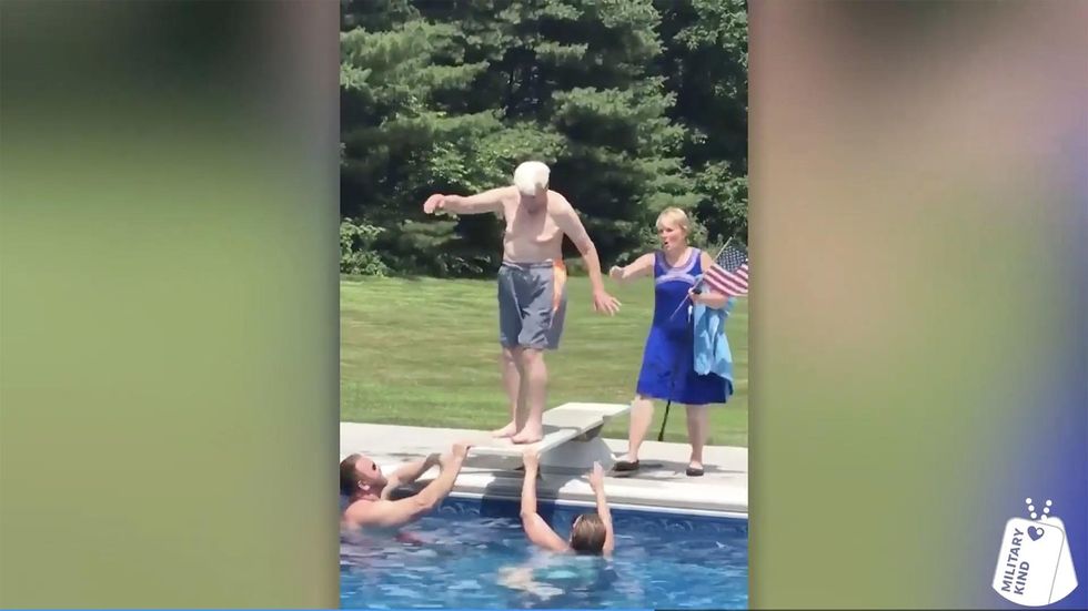 95-year-old WWII vet shows boy what it is to be brave — by taking the plunge off a diving board