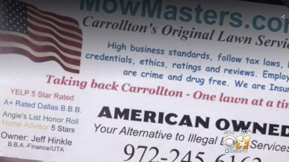 Businessman gets death threats for business card reading 'Your Alternative to Illegal Lawn Services