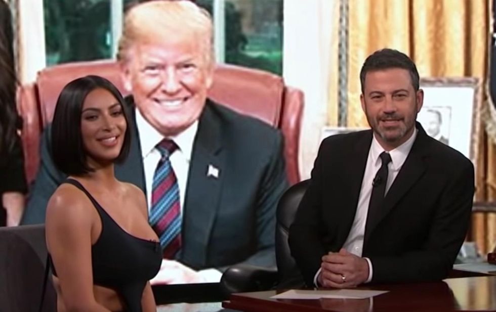 Jimmy Kimmel mocks Trump in interview with Kim Kardashian — here's how she replied
