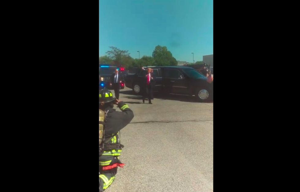 WATCH: Viral video shows President Trump stop his motorcade to personally thank firefighters