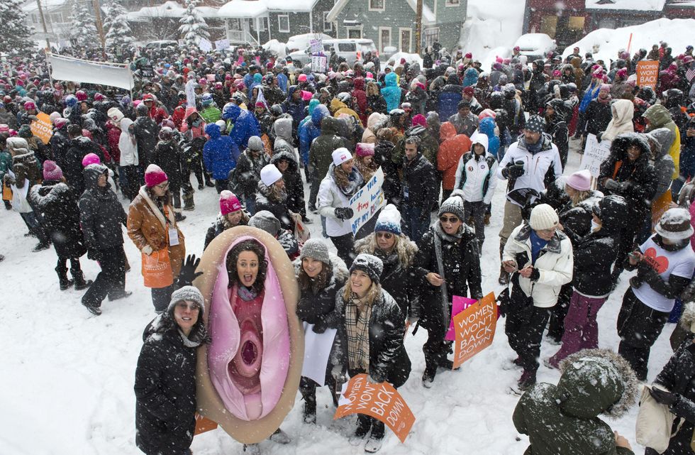 Women dressed as vaginas
