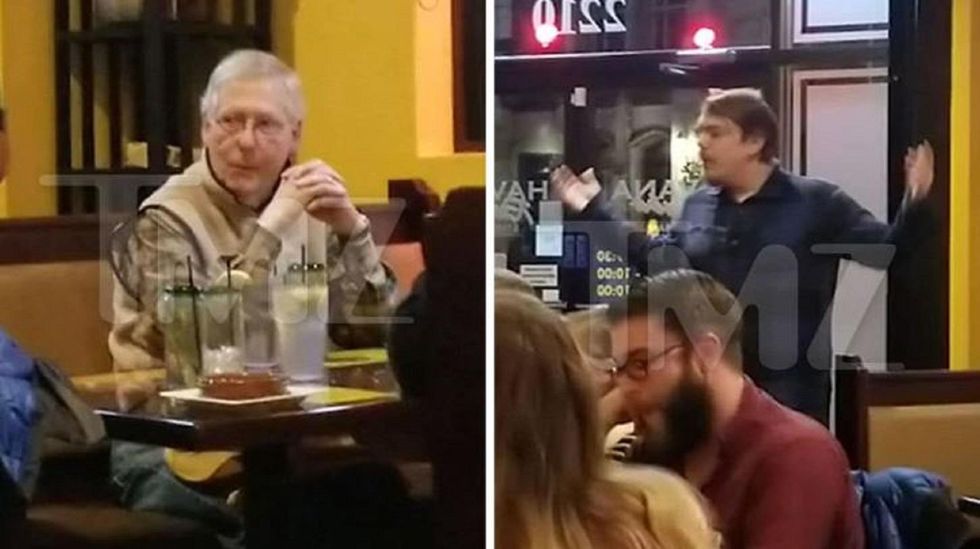 Watch: Protesters accost McConnell and his wife at dinner, but other patrons aren't having it