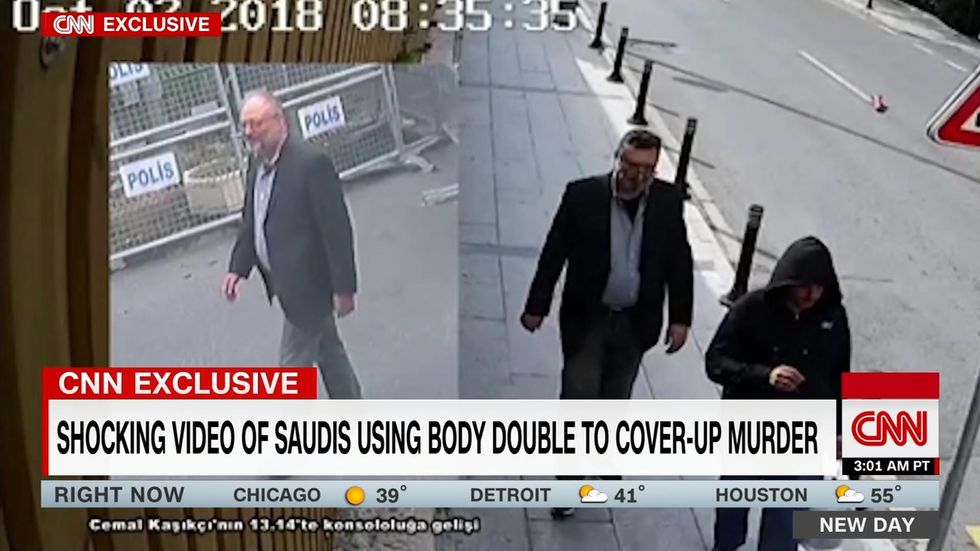 CCTV footage shows body double wearing Khashoggi's clothing exiting the Saudi consulate