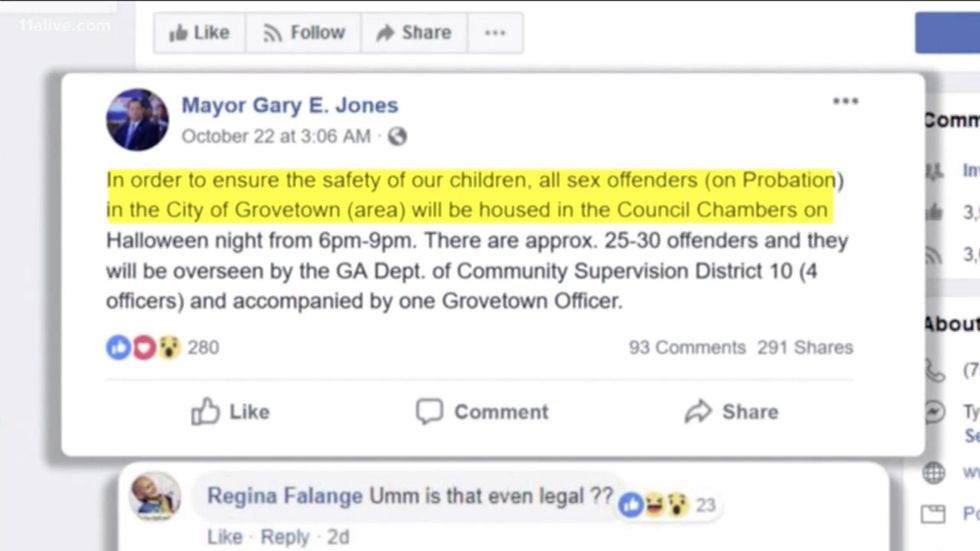 Mayor causes stir over what he declared will happen to sex offenders on Halloween night