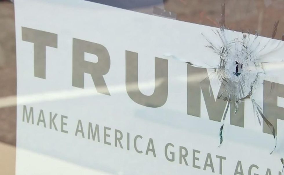 Shots fired into local Republican headquarters; no one injured. Angry chairman blames Democrats.