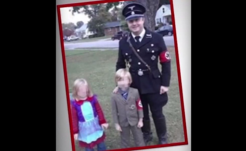 Dad dresses 5-year-old son as Hitler, himself as Nazi soldier for Halloween event. Uh oh.
