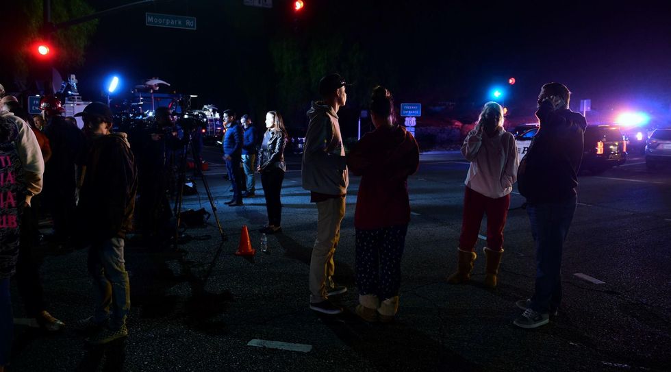 A group of Las Vegas mass killing survivors were at Wednesday night's massacre at a California bar