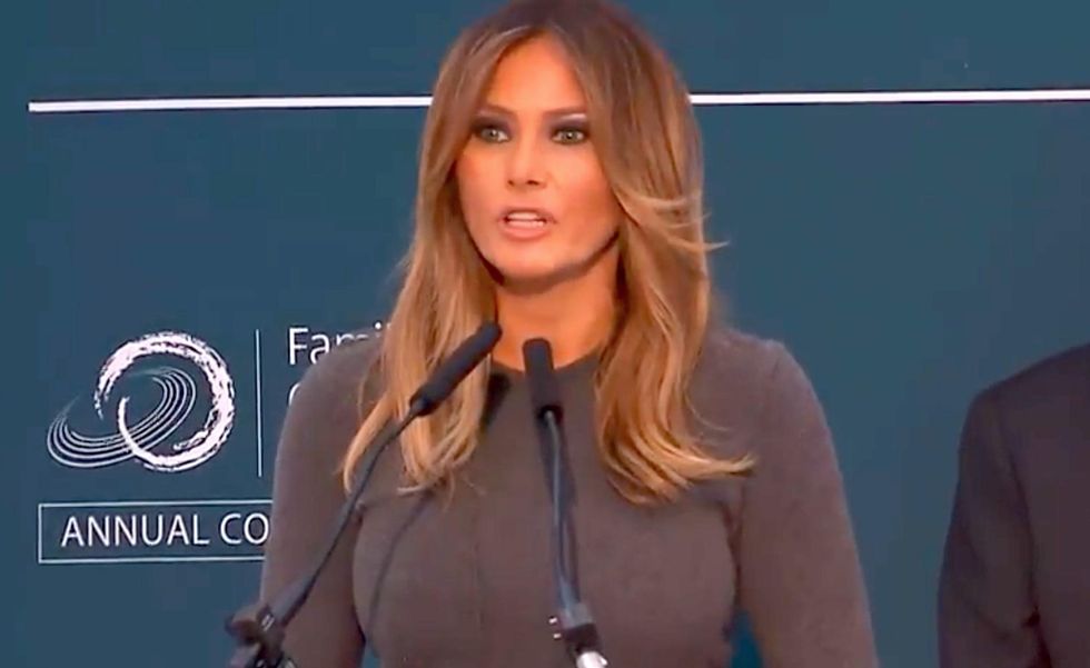 Melania fires back at critics and the media in a public speech - here's what she said