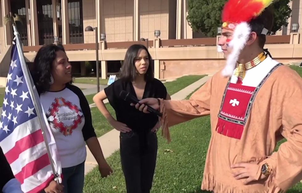 Racist as f***!': College students come unglued over PragerU's Will Witt dressed as Native American