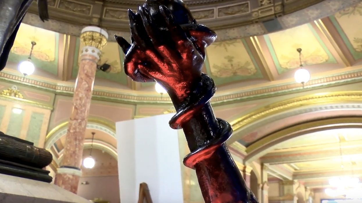 Satanic Temple display placed next to Nativity scene, menorah in Statehouse: 'We see Satan as a hero'