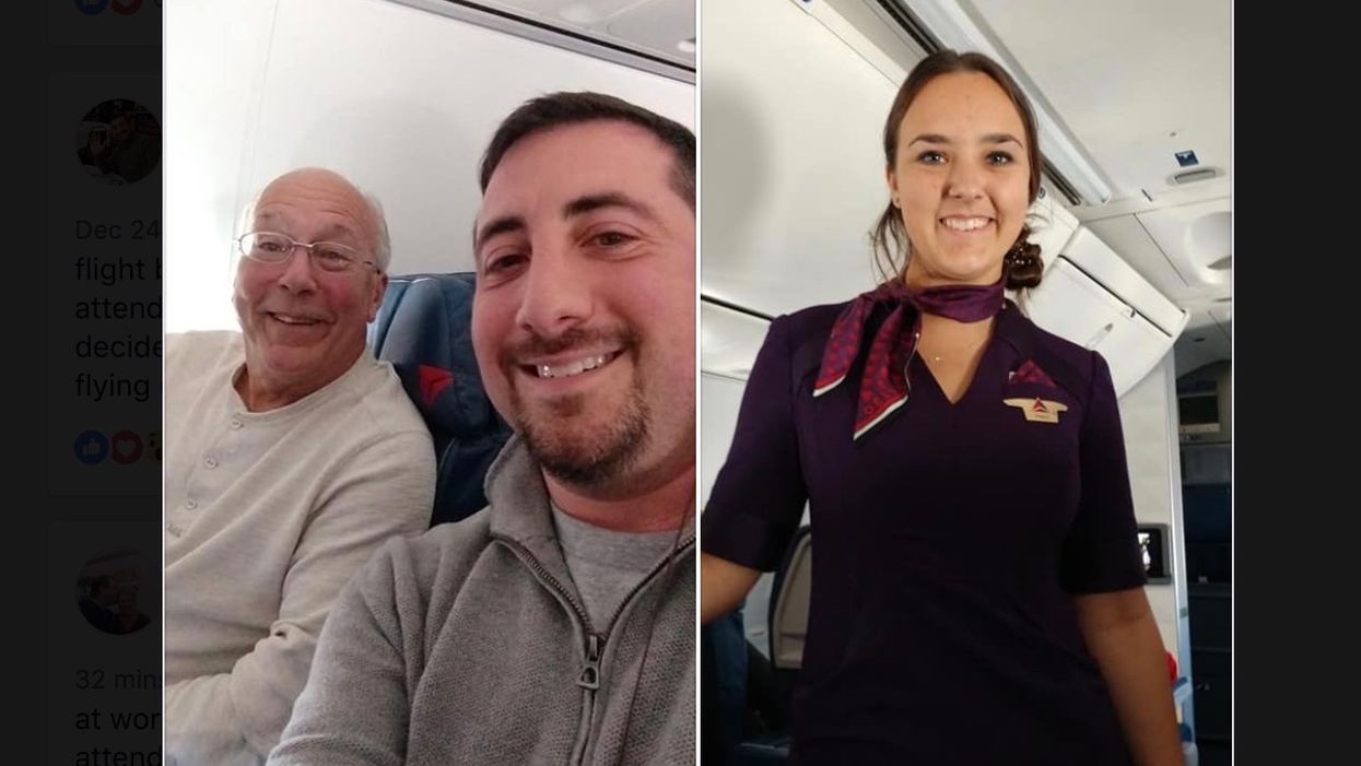 Flight attendant's dad joins her on six flights just to spend Christmas with her