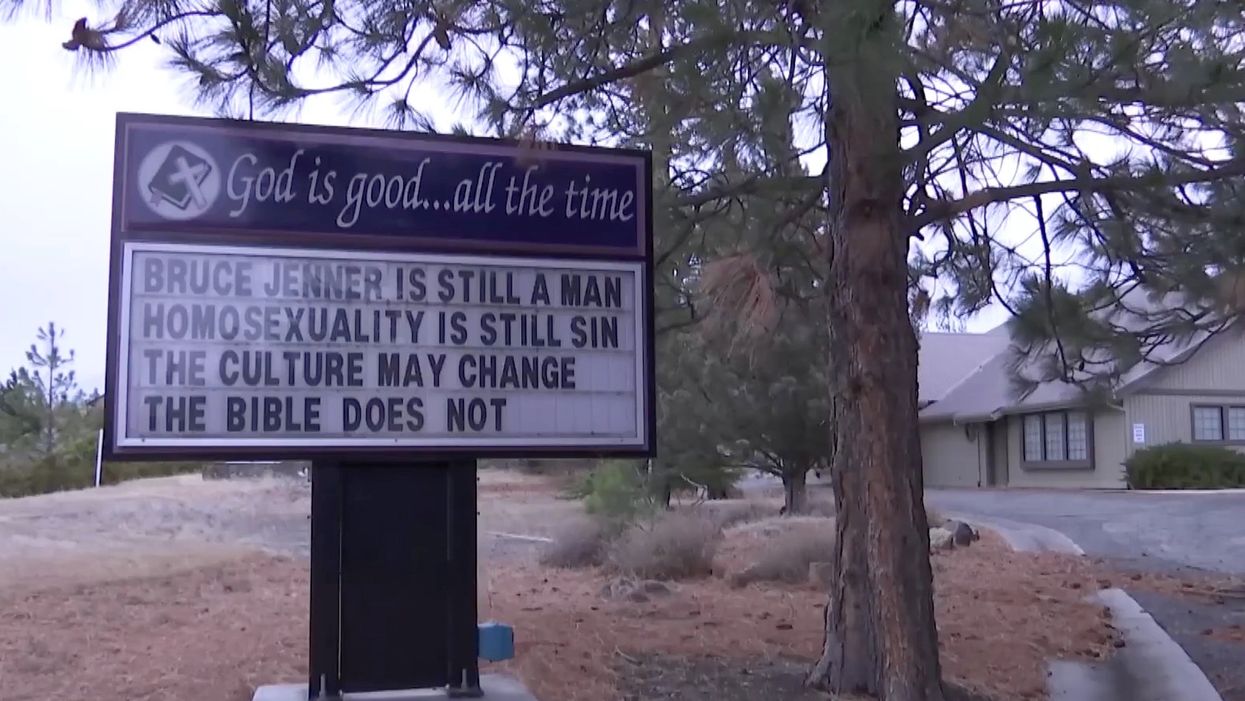 'Bruce Jenner is still a man': Protesters fume over 'anti-gay' church sign in California