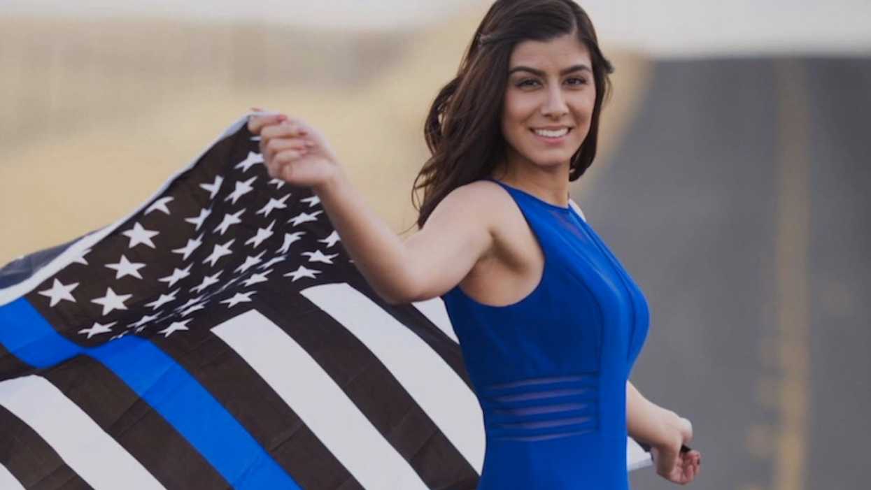 Pro-police flag in viral photo of fallen officer called 'blatantly anti-black'; Black Lives Matter puts 'bounty' on flags