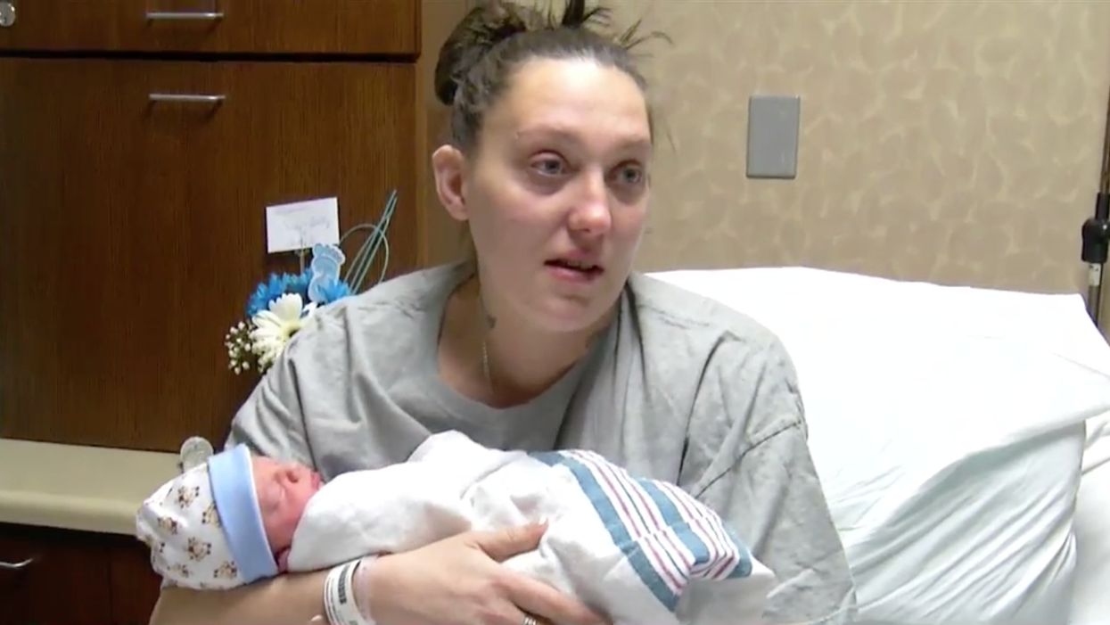 First-time mom gives birth at home in freezing temperatures. When the fire department arrives, they go the extra mile.