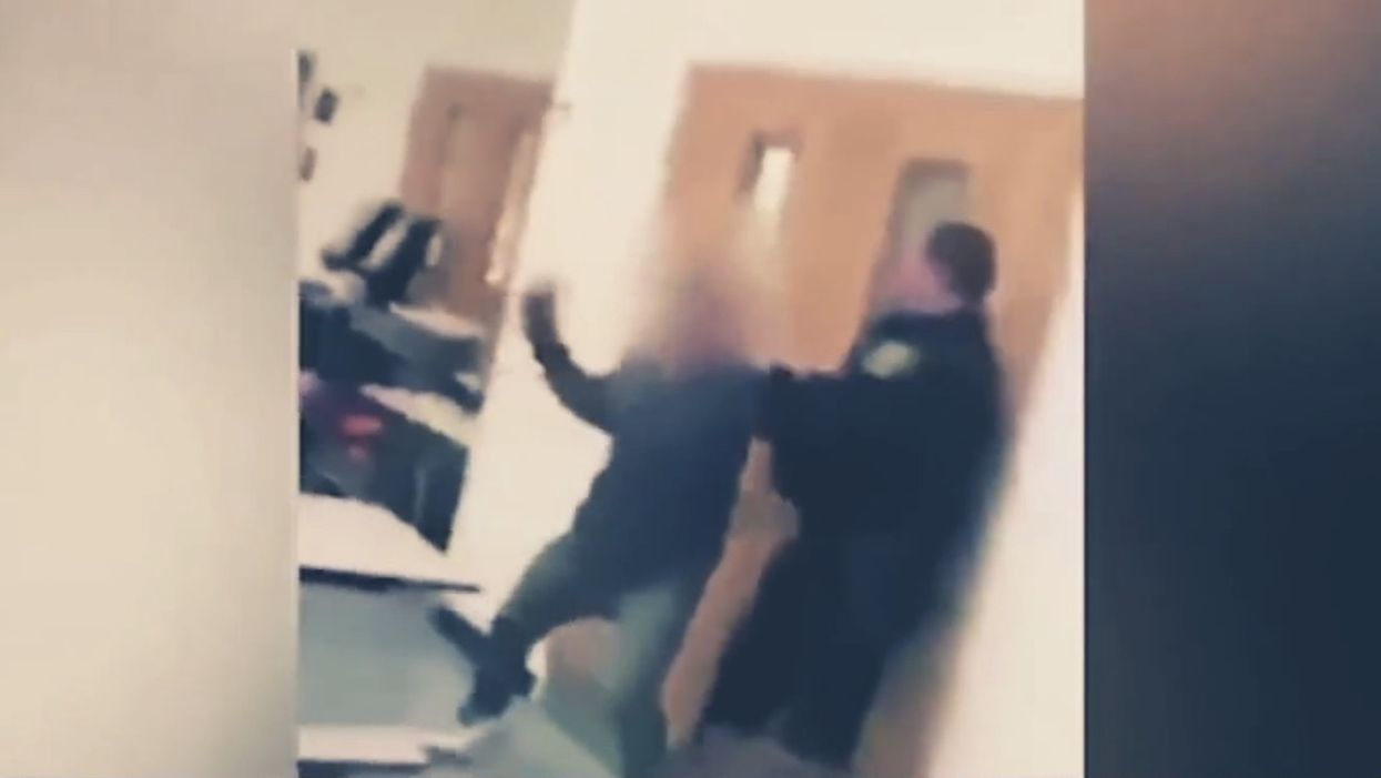 High schooler appears to punch sheriff's deputy in face during cafeteria fight — but deputy isn't in mood to play