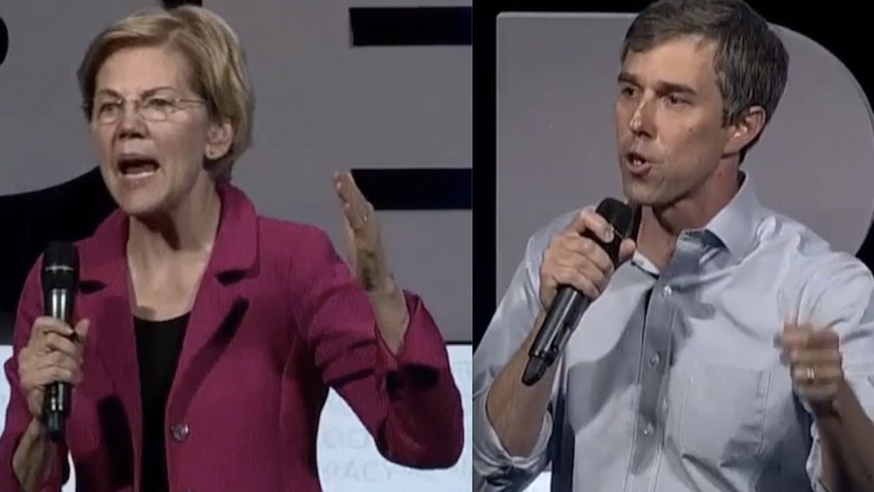 Event featuring eight Democratic presidential candidates starts with chant of fugitive cop killer's words