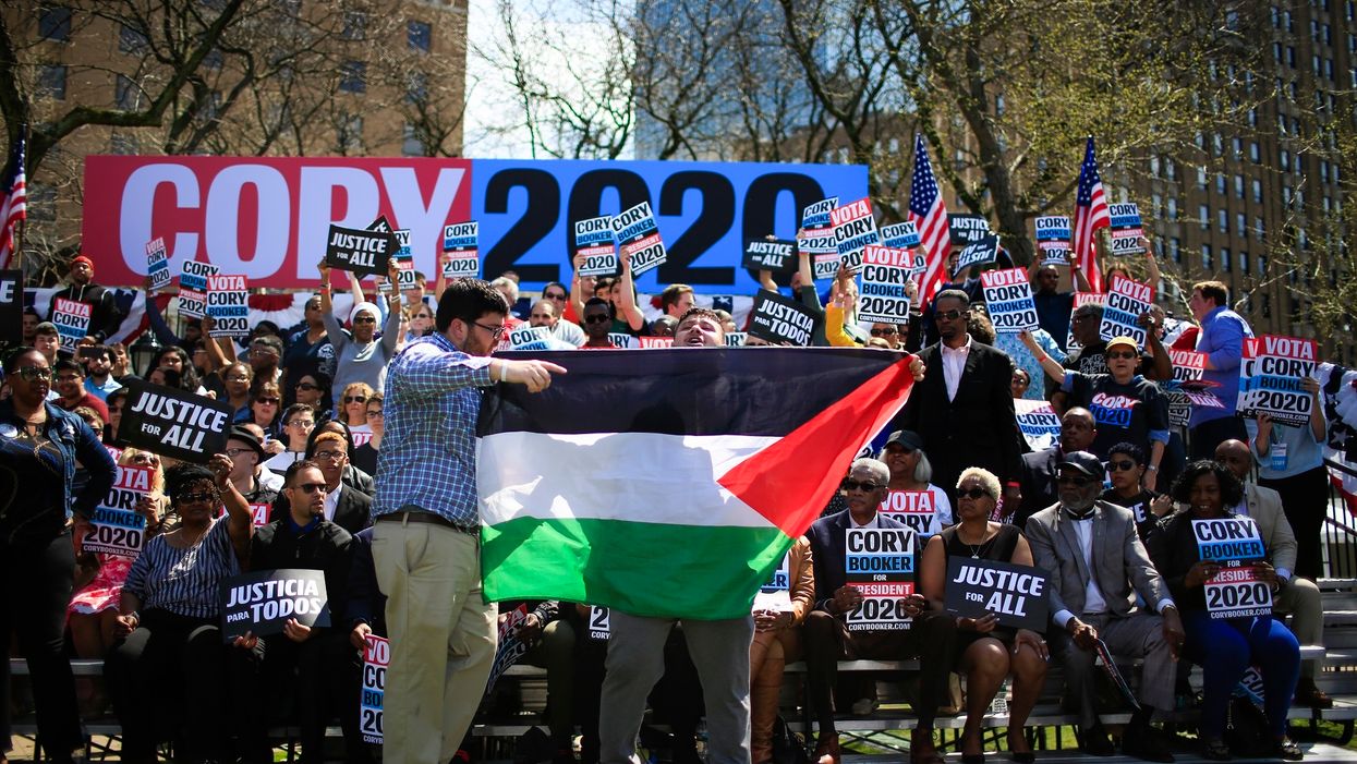 Cory Booker harassed by 'Justice for Palestine' protestors during campaign tour kickoff