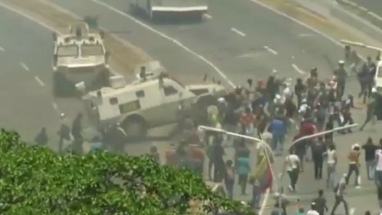 Watch: Chaos in Venezuela as armored vehicle plows into crowd amid uprising against Socialist dictator Maduro