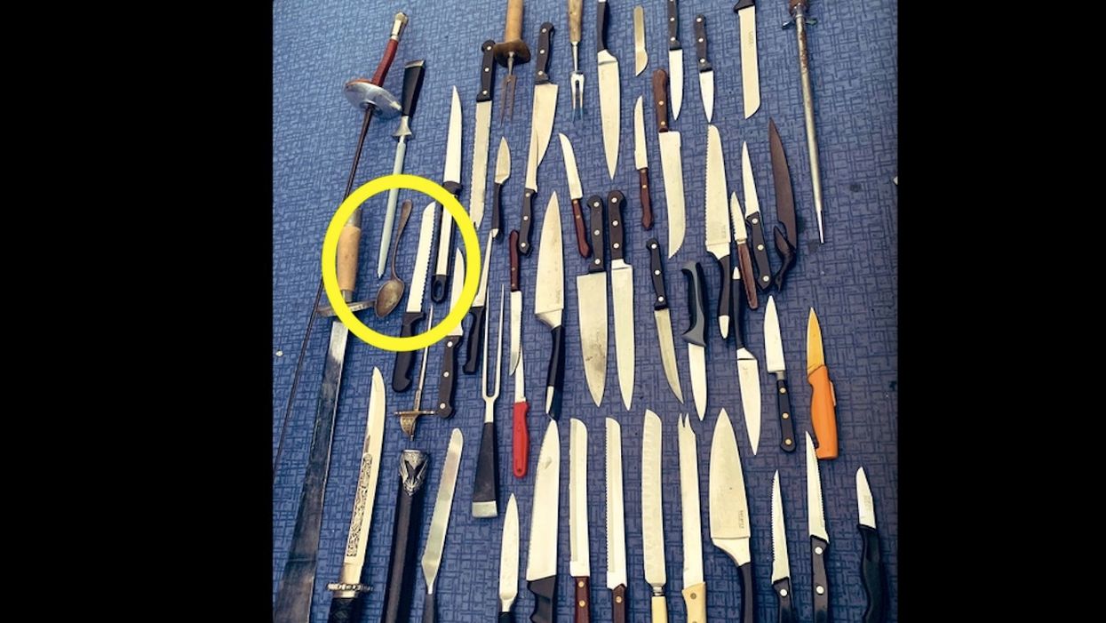 'The UK has gone mad': Cops show knives they collected so they 'don't get into the wrong hands' — along with a spoon