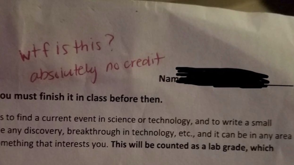 High school teacher writes 'WTF is this?' on student's homework assignment — and Mom is livid