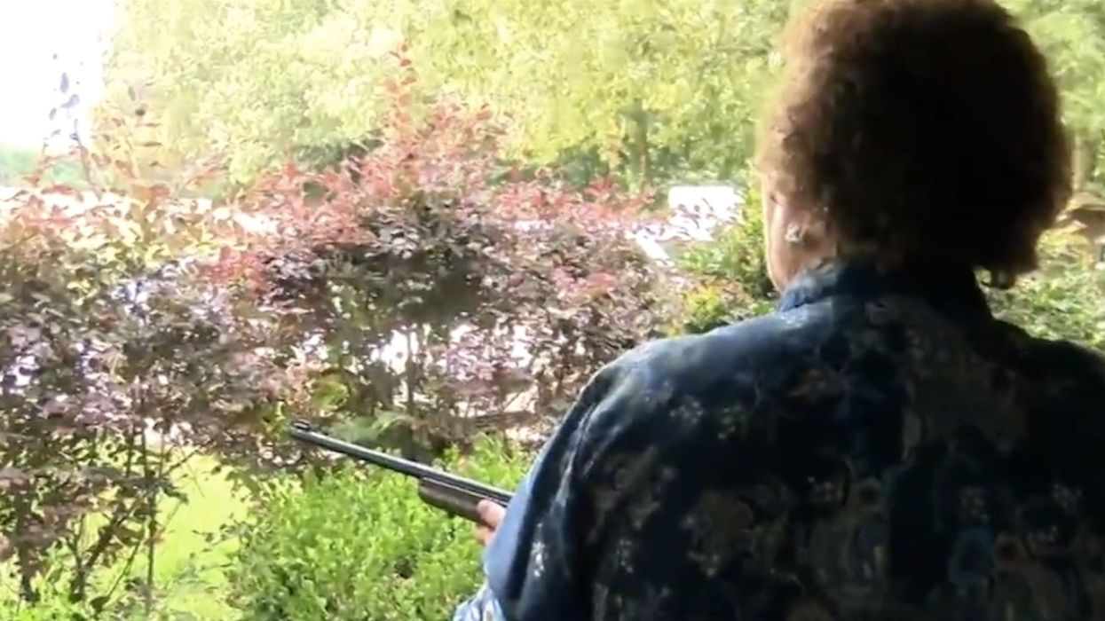 Grandmom, 75, lets her rifle do the talking when suspect on run from cops won't stop walking toward her porch. His mind changes instantly.