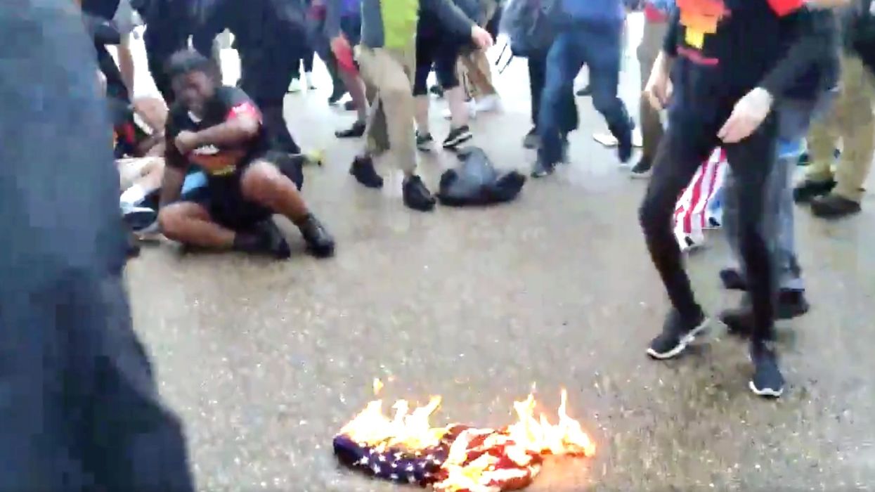VIDEO: Veteran and Trump supporter confronts Communists burning American flag in front of the White House