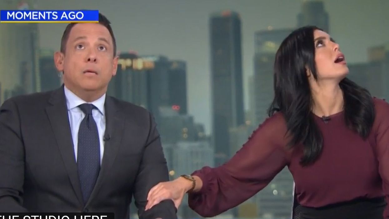 VIDEO: LA news anchors take cover under desk as earthquake hits during live broadcast