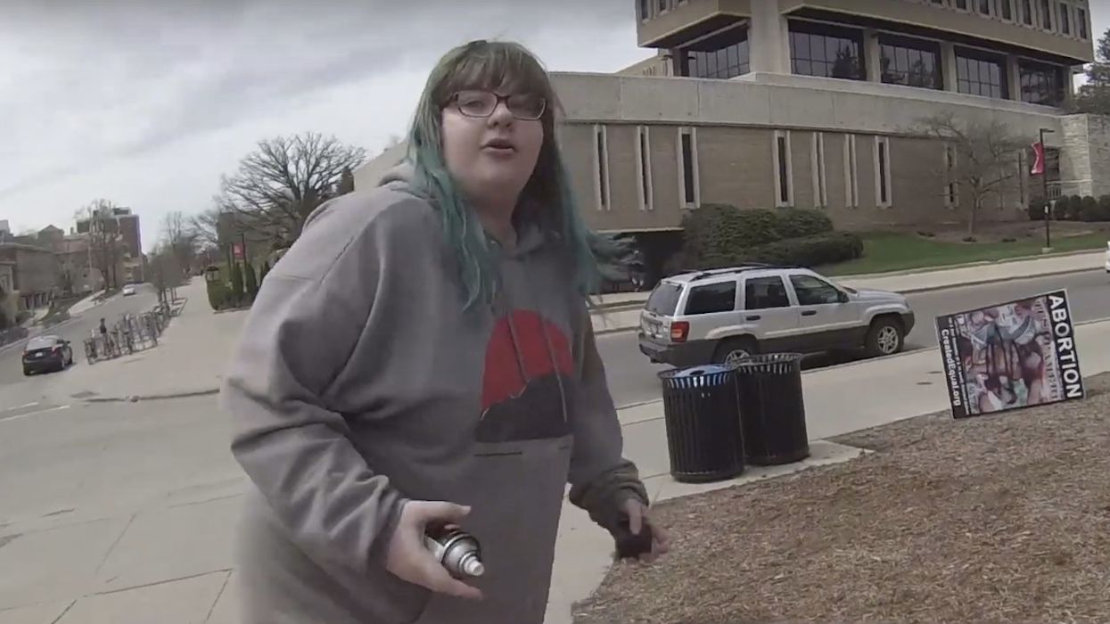 WATCH: Woman assaults pro-lifer, vandalizes anti-abortion displays — then brags to police that she was called a 'hero'