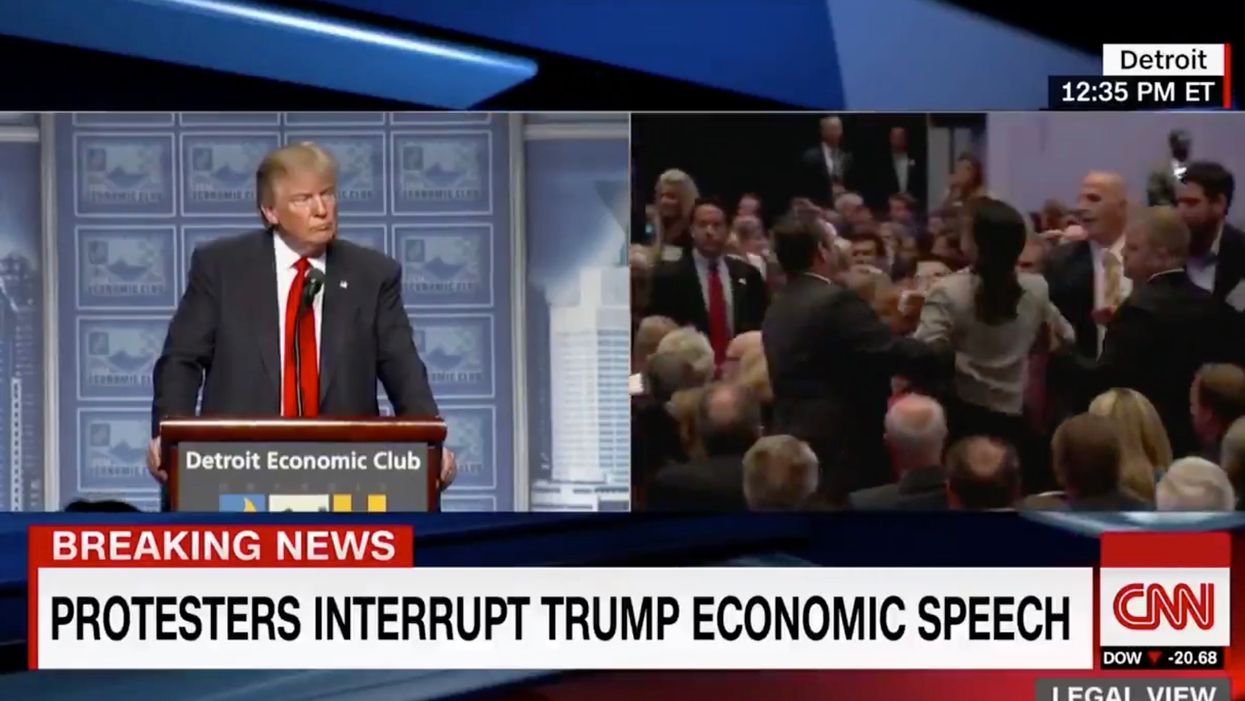 See how Trump reacted when Rashida Tlaib interrupted 2016 campaign event with protest