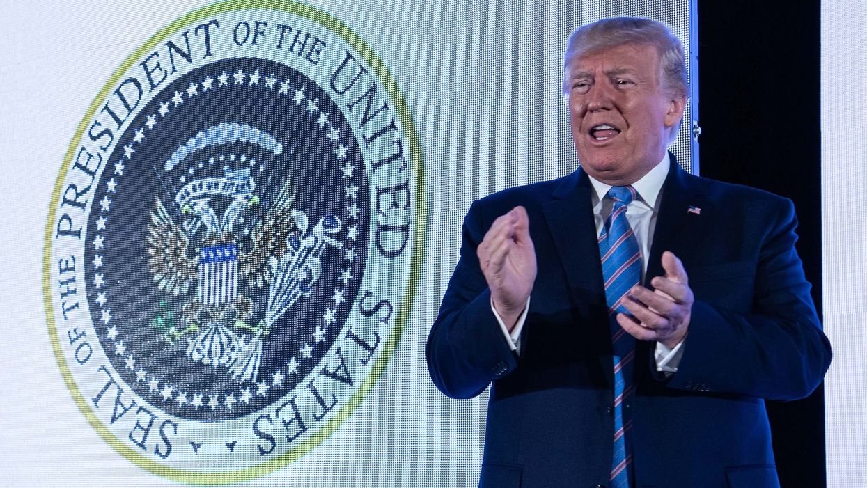 President Trump spoke in front of a fake presidential seal — and someone got fired over what it said