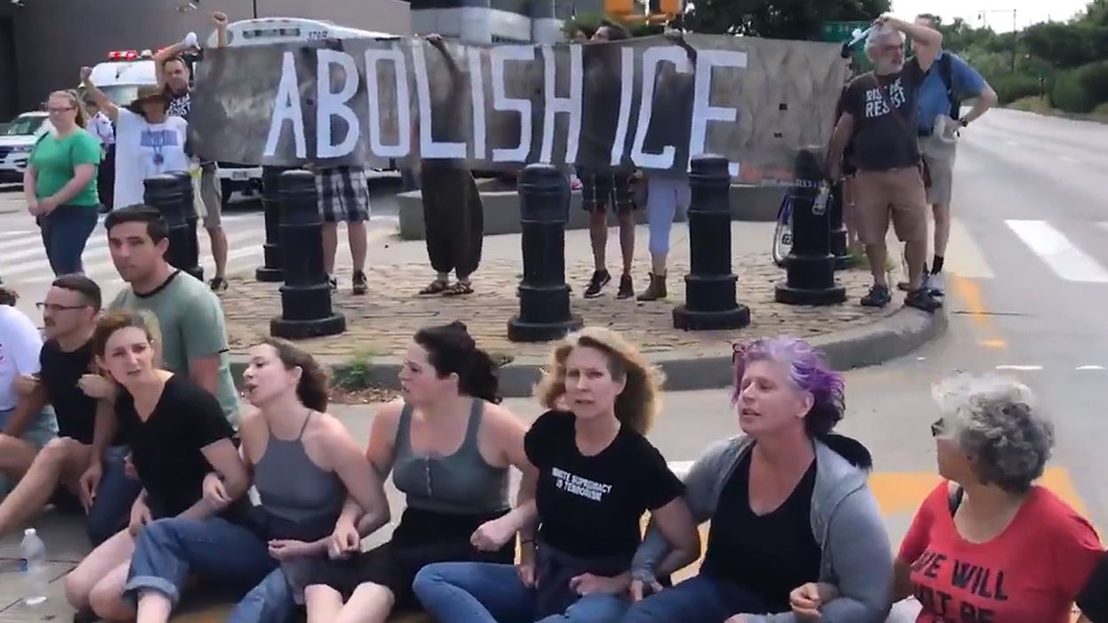 WATCH: Band of intensely white anti-ICE protesters block highway in NYC, get arrested
