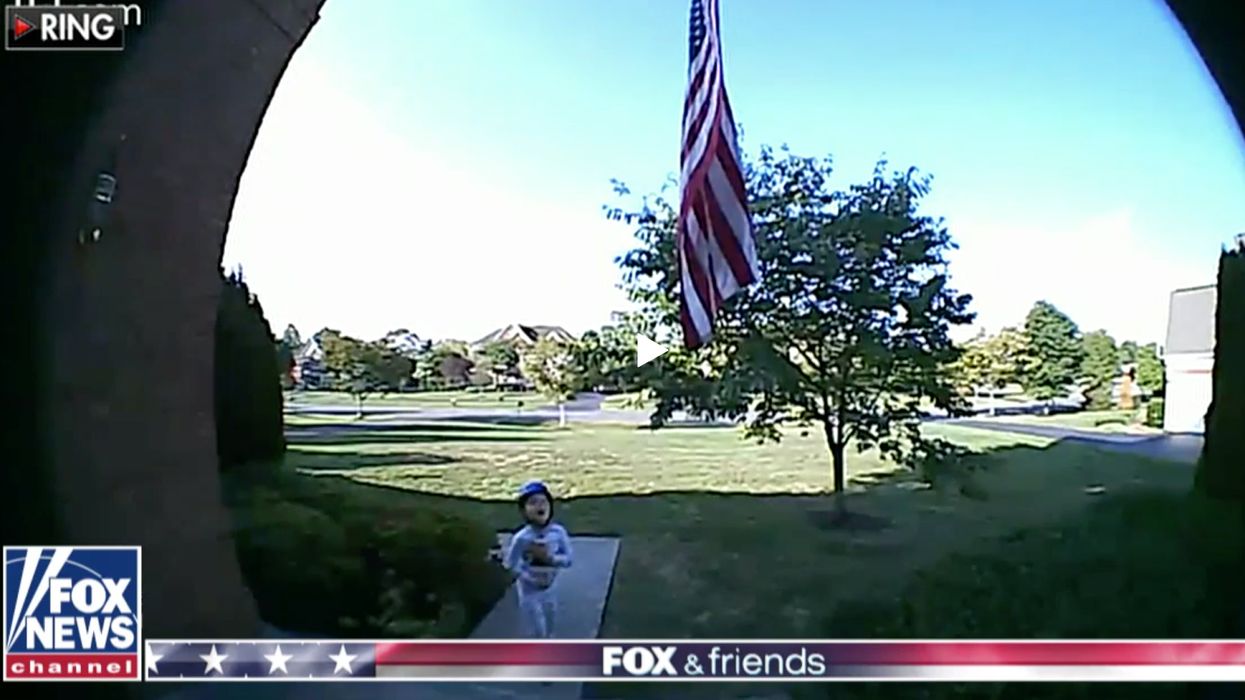 Video doorbell catches incredible moment 5-year-old boy salutes family's American flag after it had been vandalized