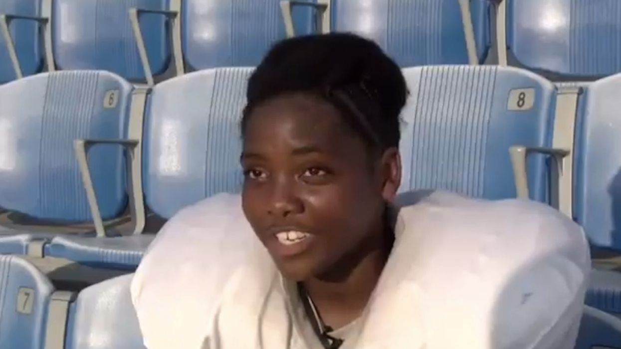 First female starter on middle school's football team says she becomes a 'total beast' when she hits field as an offensive tackle