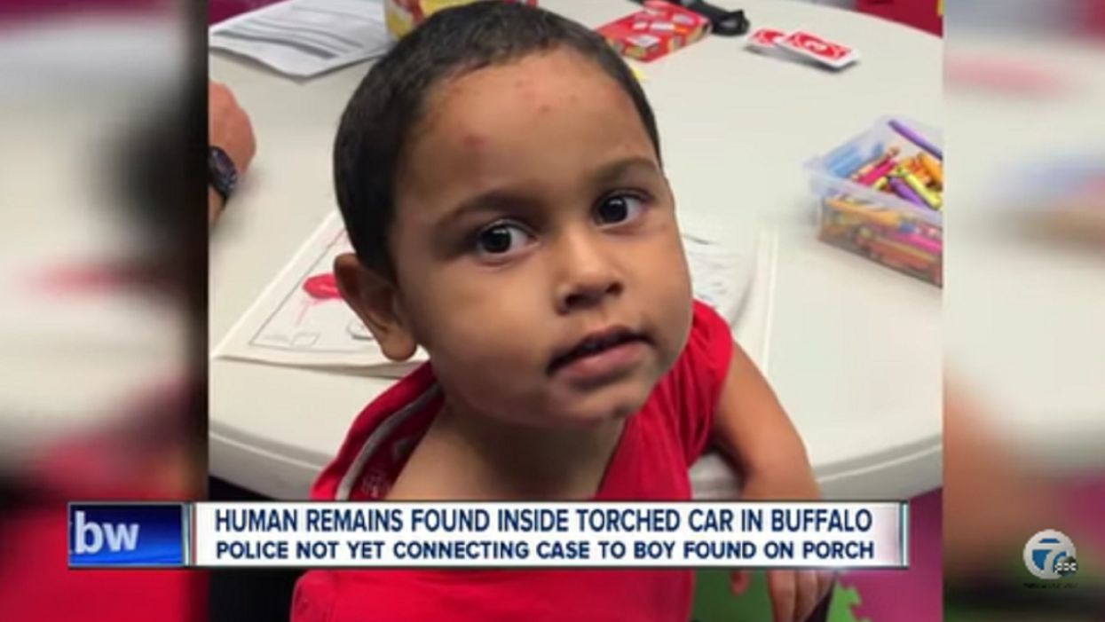 A 3-year-old boy was found sleeping in a box on a stranger's porch. His parents' car was found nearby, torched with two bodies inside.