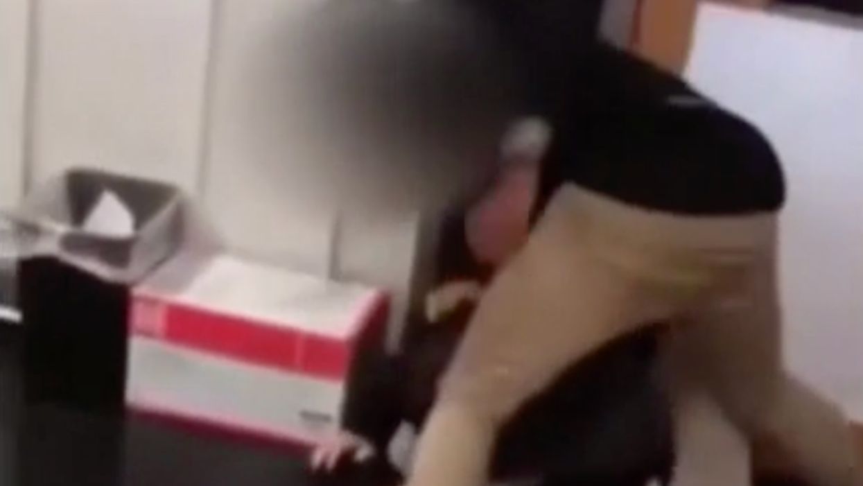 Viral video shows student pummeling teacher. The teacher landed in the hospital, and the student has been charged with assault.