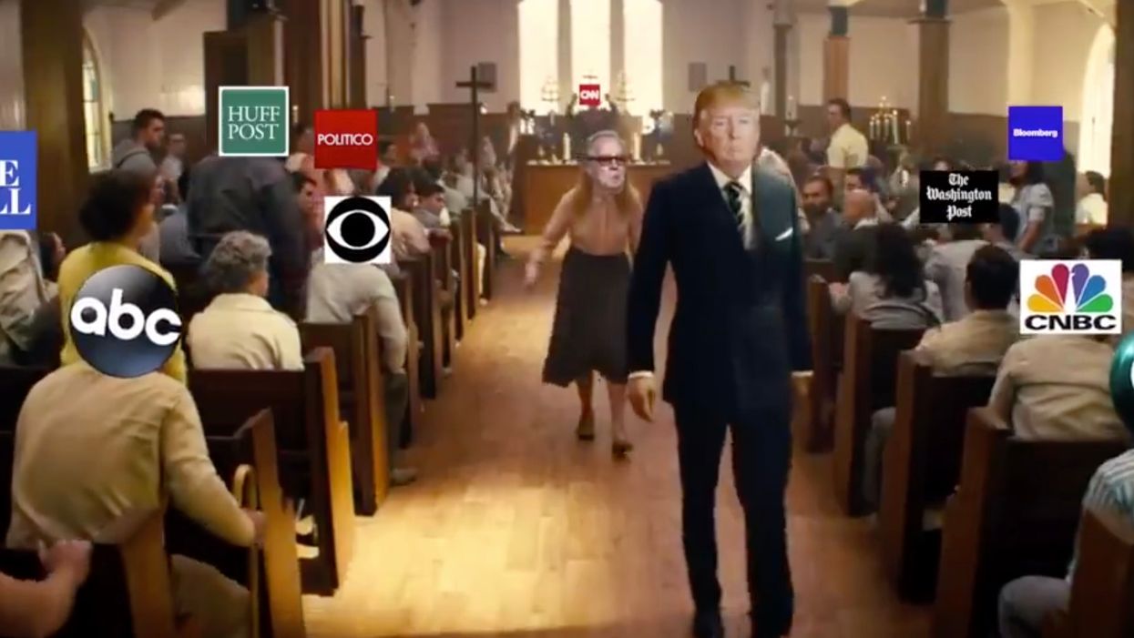 Media, Democrats outraged over disturbing video depicting violence against media played at Trump property