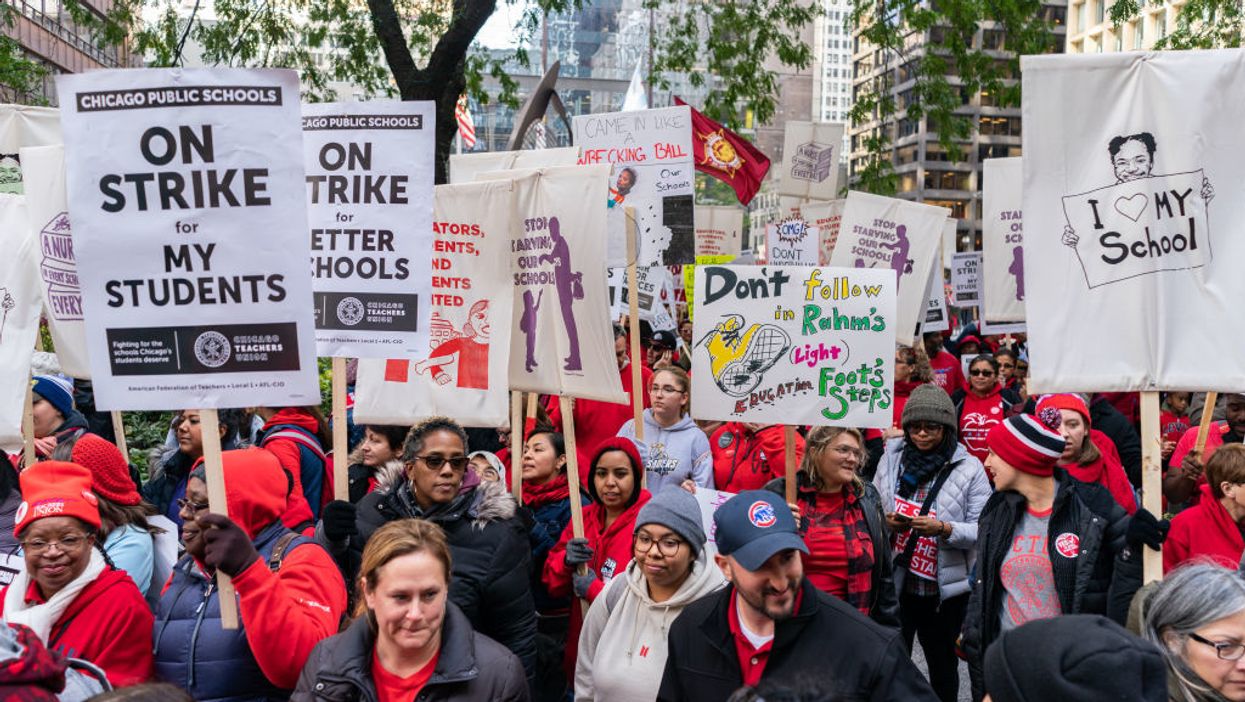 Chicago school teachers are illustrating why public employee unions should be illegal