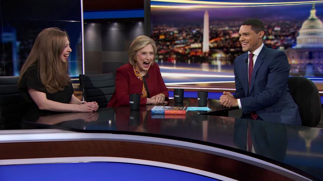 Trevor Noah asks Hillary Clinton: 'How did you kill Jeffrey Epstein?' She responds by laughing.