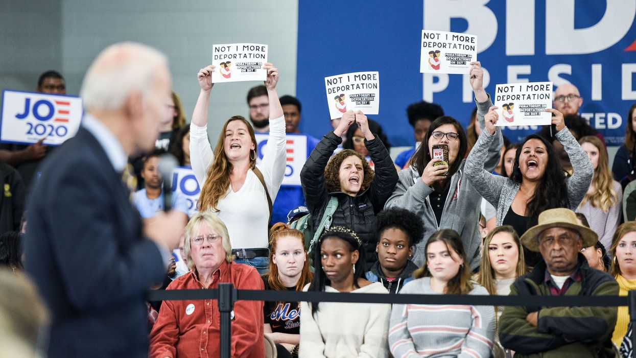 Joe Biden gets into a tense face-to-face argument with open borders advocate while protesters disrupt campaign town hall