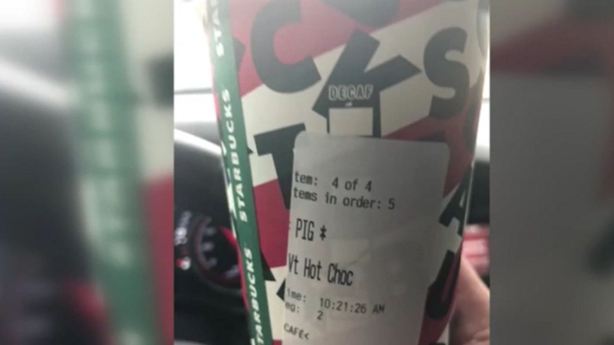 An on-duty police officer went to Starbucks on Thanksgiving. His order was labeled 'PIG.'
