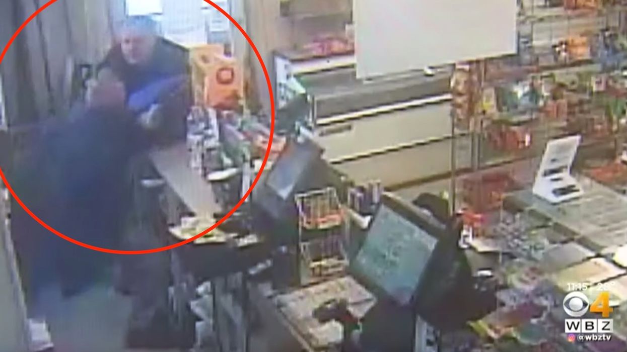 VIDEO: Man tries to rob convenience store with a knife at the worst time, and looks up to see a gun in his face