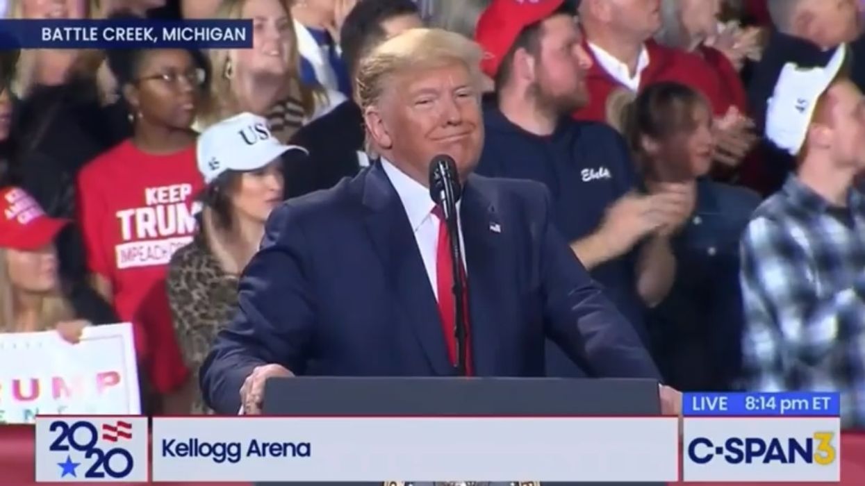 WATCH: Protester melts down, flips off President Trump at first rally after impeachment — crowd erupts at his response