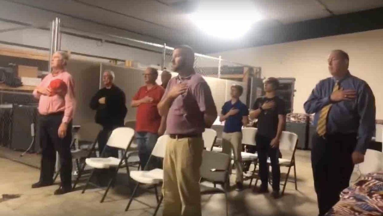 Democrat-majority election board threatens arrests if Pledge of Allegiance is recited at meetings after protesting attendees say it on their own