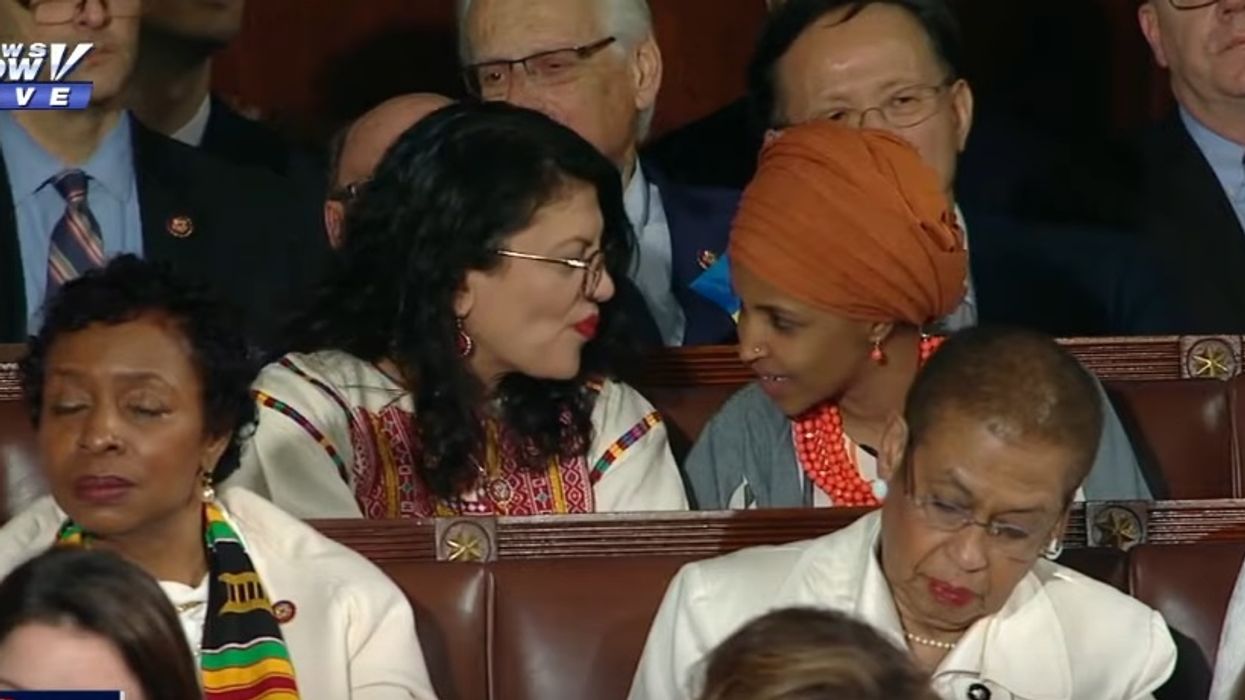Reps. Tlaib and Omar chat, laugh during Trump's SOTU, then walk out because 'it was all beneath the dignity of the office'