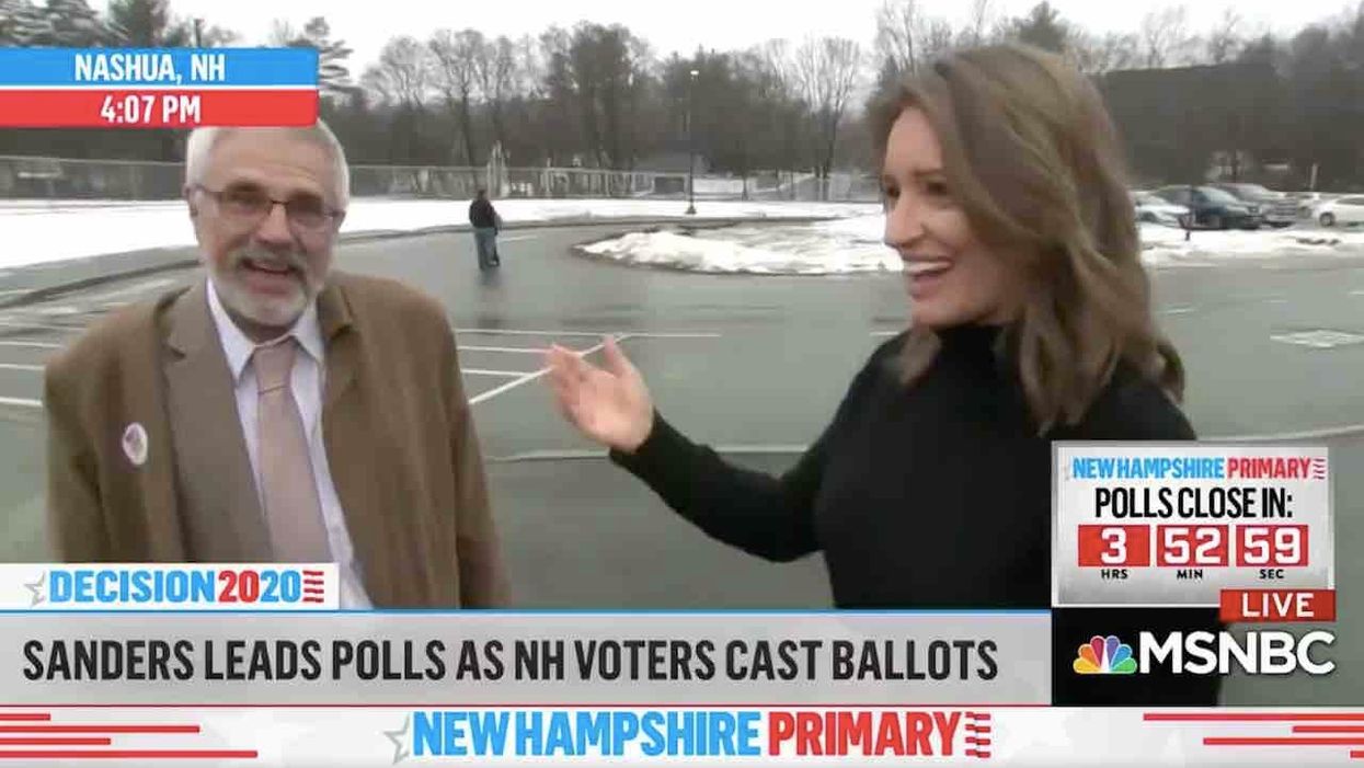 Hilarious: MSNBC's Katy Tur talks about Bernie supporters in NH, asks man on street who he voted for. Uhh, 'Donald John Trump.'