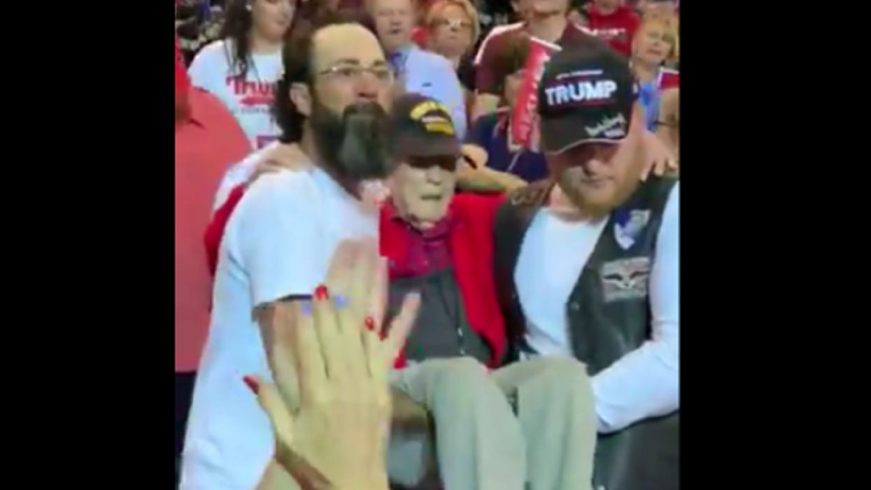 'An American patriot': WWII veteran gets carried to his seat and honored by President Trump at Arizona rally