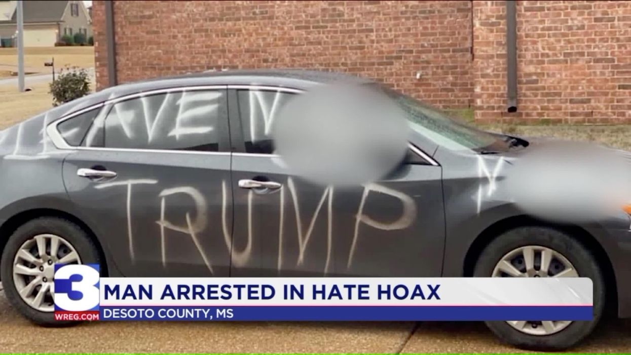Man claims he is victim after N-word, 'Trump' painted on vehicles. Then police arrested him.