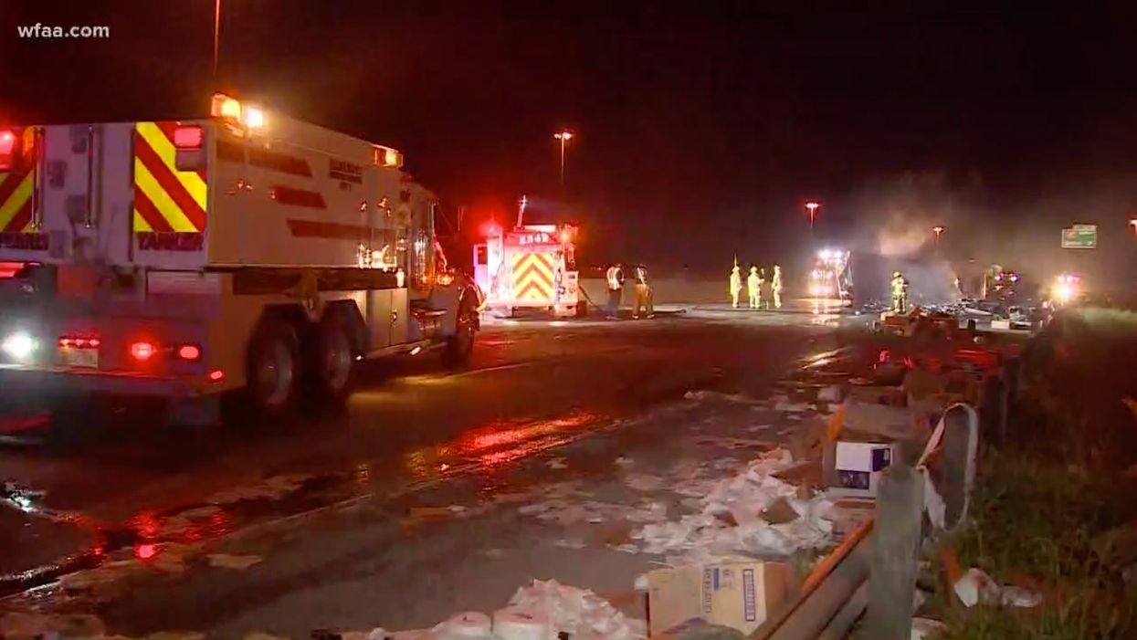 Of course: Semitruck shipment of toilet paper wiped out in fiery highway accident