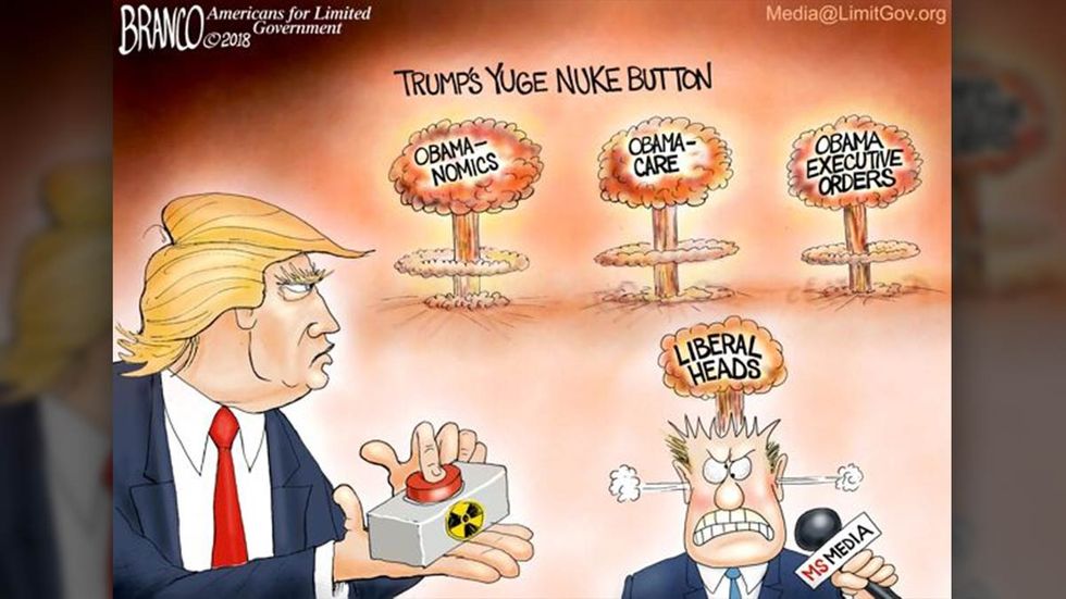 Conservatoons: Trump's got his finger on the button, all right