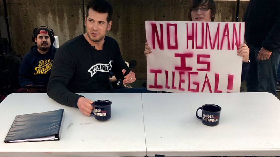 Trigger warning: Protesters show up at new Louder with Crowder 'Change my Mind'